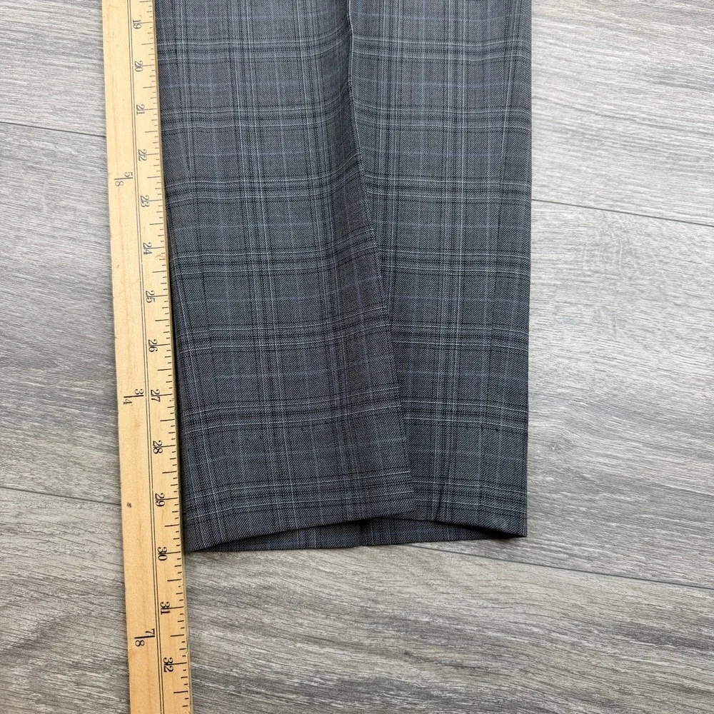 Brooks Brothers Dress Pants Mens 38x30 Gray Blue Windowpane Plaid Regent Slacks